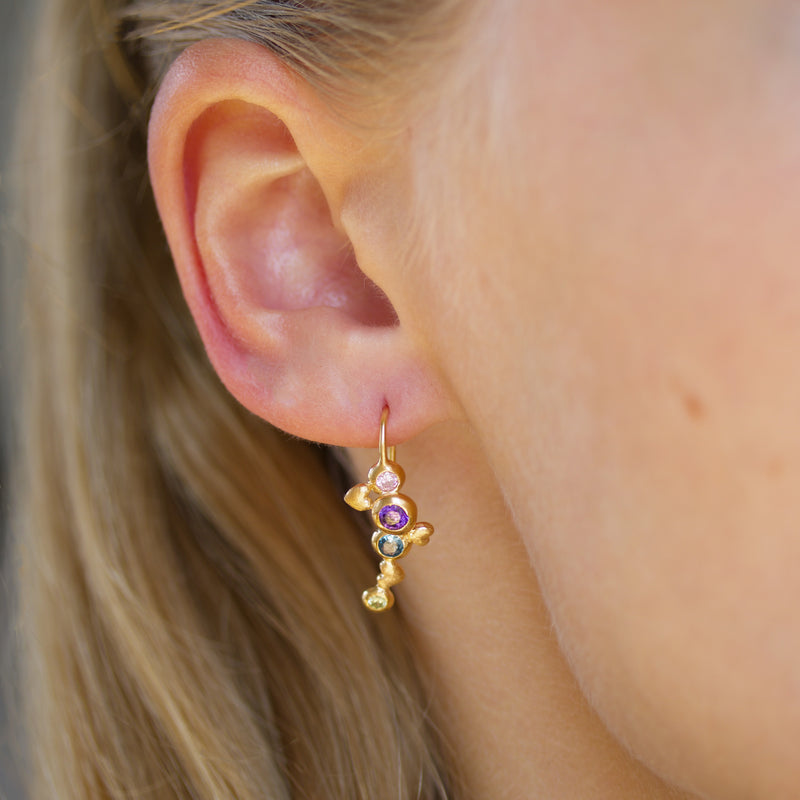 Gold-plated sterling silver 'Radiance' earcrawler with purple and pink stones