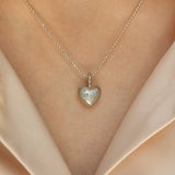 Sterling silver necklace with heart and blue and green stones