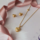 Gold-plated sterling silver necklace with heart and pink and purple stones