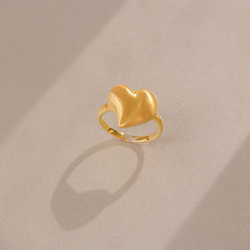 Forgyldt sterling sølv ring med chunky hjerte mat.