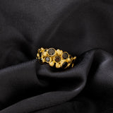 Radiance Midnight Forgyldt Sølv Ring med Sorte Kubiske Zirkonia