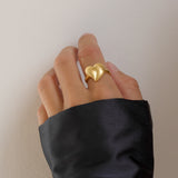 Forgyldt sterling sølv ring med chunky hjerte mat.