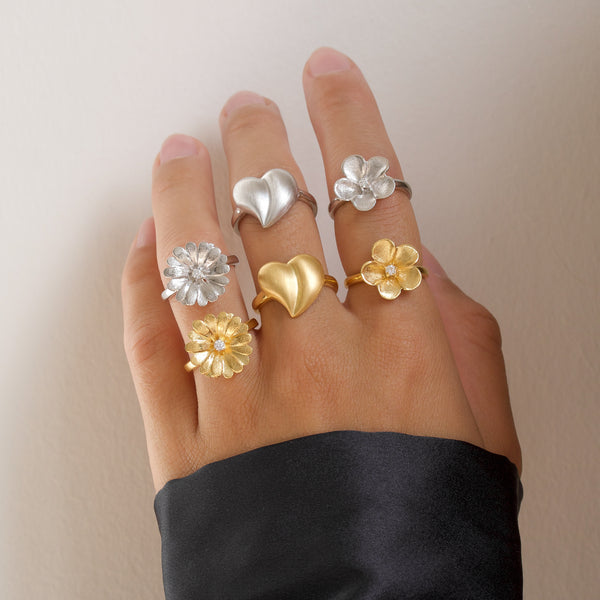 Sterling sølv ring med chunky hjerte mat.