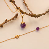 Forgyldt armbånd med ametyst og kubisk zirkonia i serien 'Forrest'