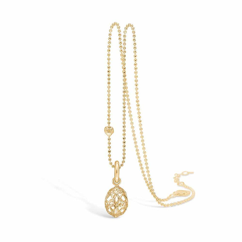 9 kt gold necklace with detailed drop pendant