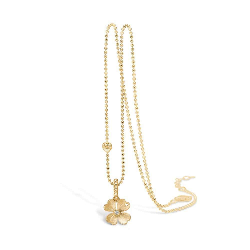 9 kt gold necklace with four-leaf clover