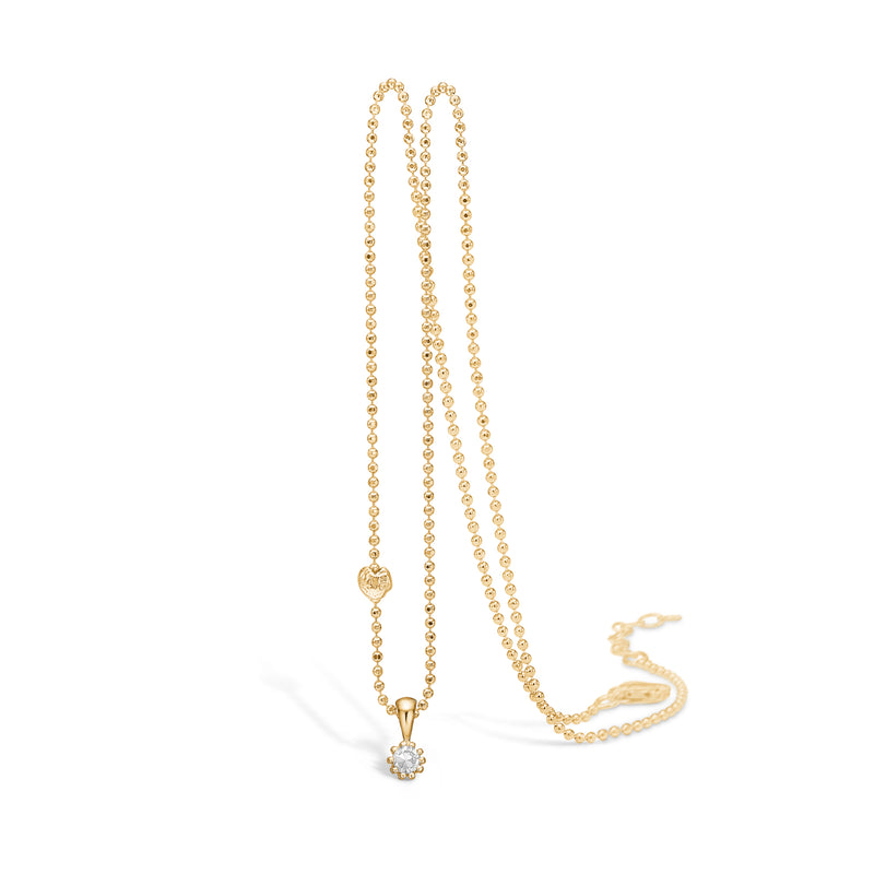 9 KT gold necklace with classic white cubic zirconia