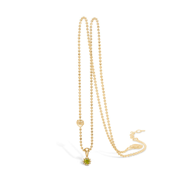 9 kt gold necklace with olive green cubic zirconia