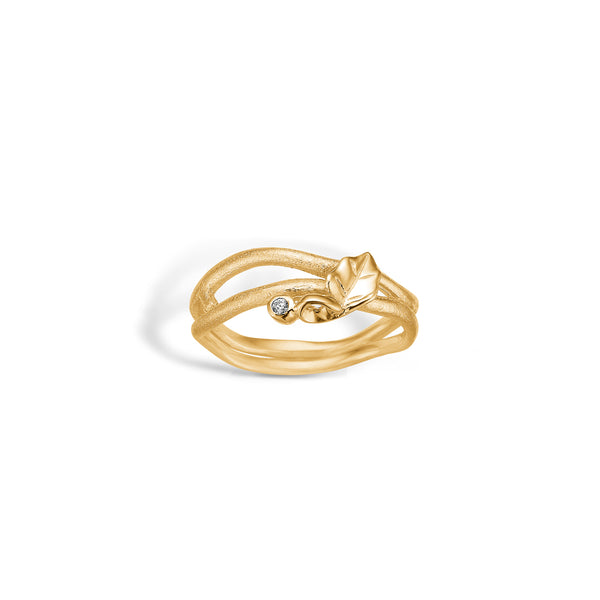 9 kt gold ring with twisted branches