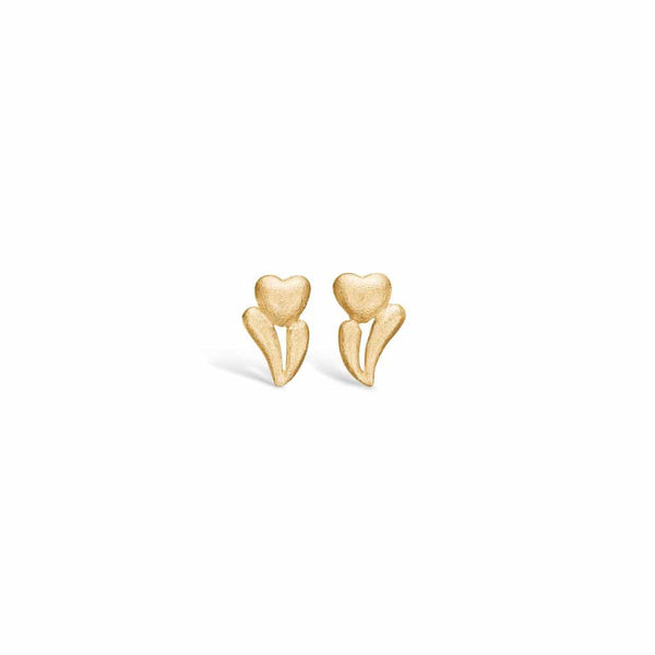 9 kt gold earrings with leaves and heart