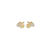 9 kt gold earrings with floral pattern and sparkling hearts