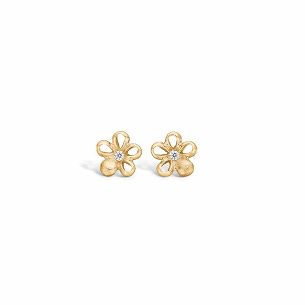 9 kt gold earrings with an open floral motif
