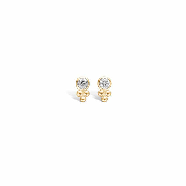 9 kt gold earrings with large, beautiful cubic zirconia