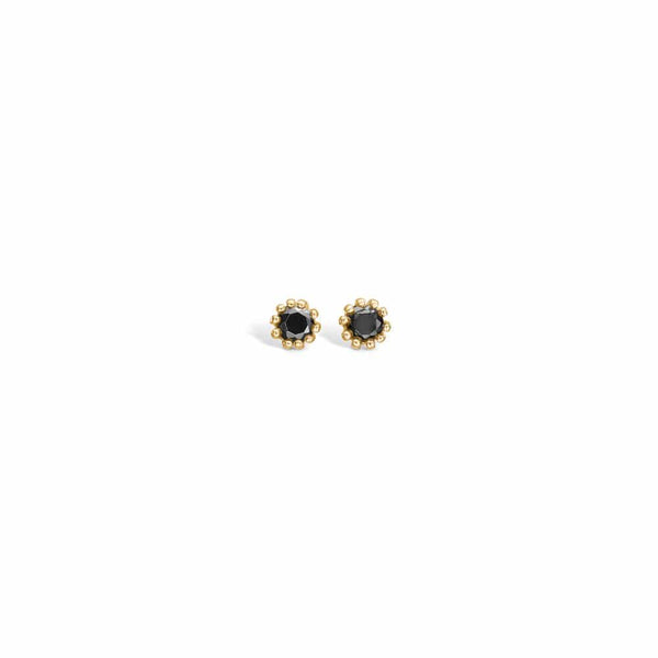 9 kt gold earrings with black cubic zirconia
