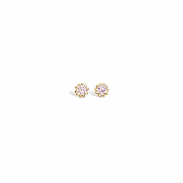 9 kt gold earrings with pink cubic zirconia