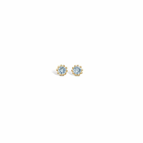 9 kt gold earrings with blue cubic zirconia