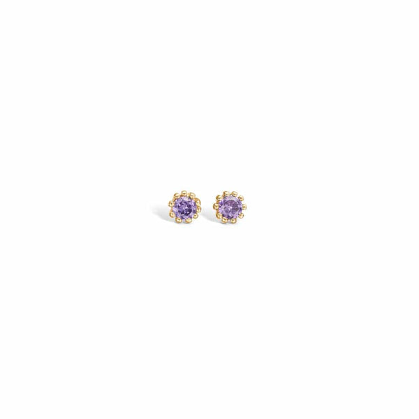 9 kt gold earrings with purple cubic zirconia