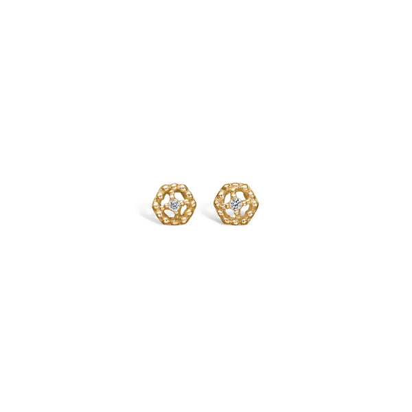 9 kt gold earrings with an open flower pattern