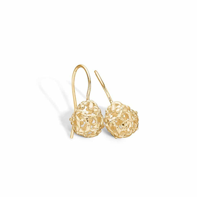 9 kt gold earring with glossy and matte drop