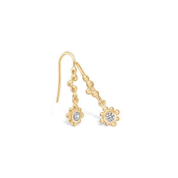 9 kt gold earring with balls and cubic zirconia