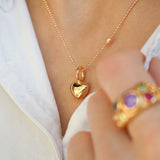 Gold-plated sterling silver necklace with shiny heart