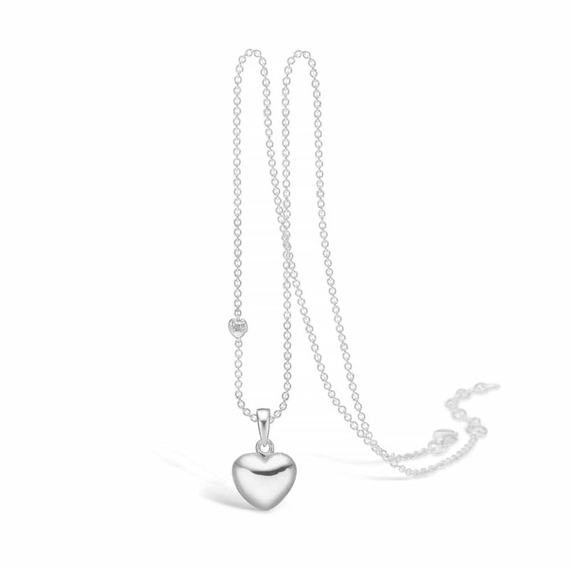 Sterling silver necklace with medium glossy heart pendant