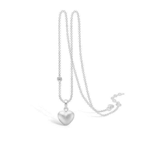 Sterling silver necklace with medium matte heart pendant