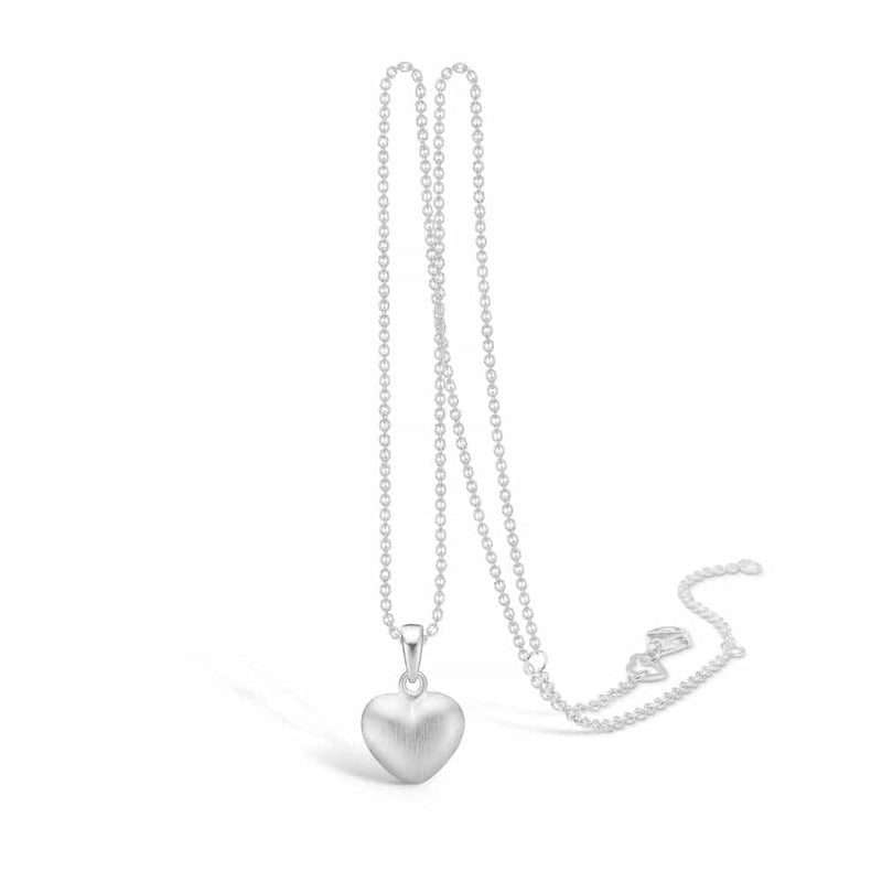 Sterling silver necklace with large matt heart pendant