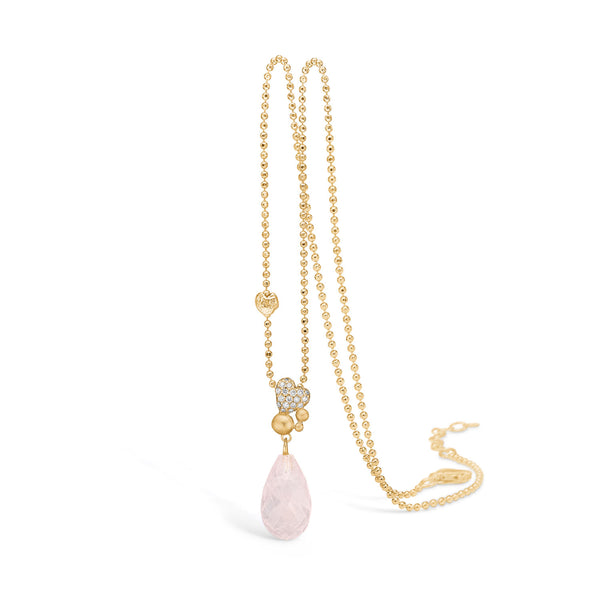 14 kt gold necklace with rose quartz pendant