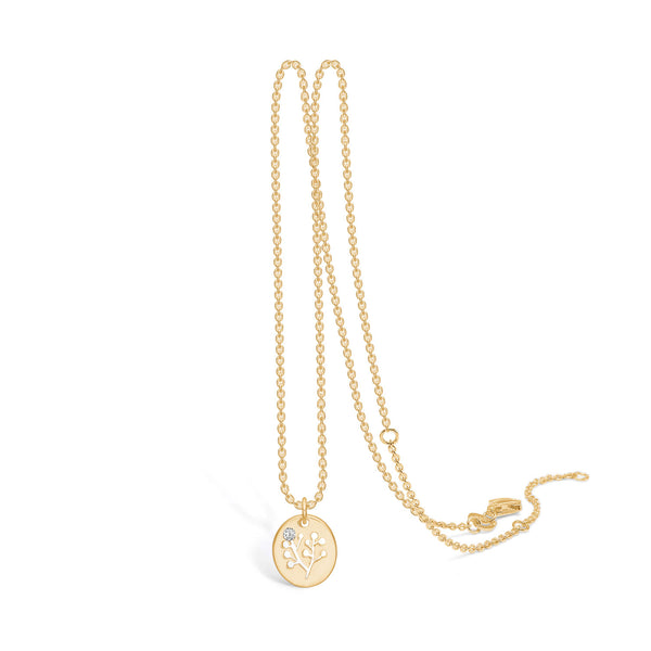 14 kt gold "Nordic Berries" necklace with floral motif
