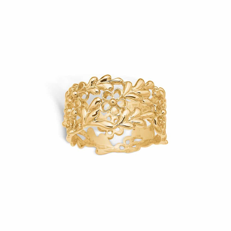 14 kt gold ring with romantic pattern