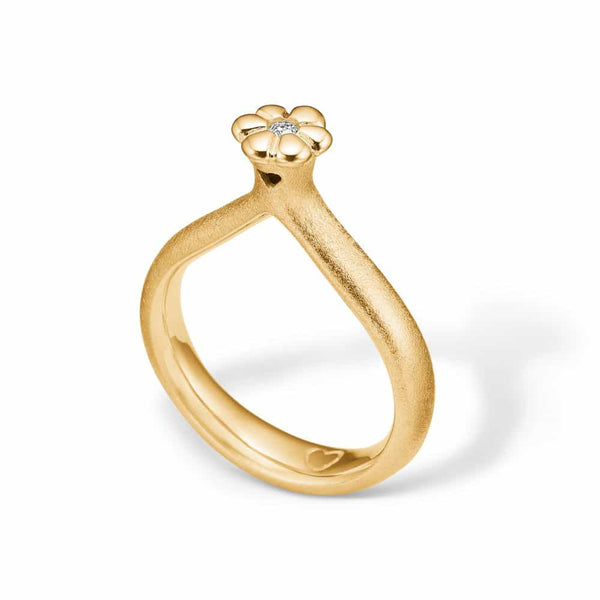 14 kt guld ring med blomstertop isat diamant