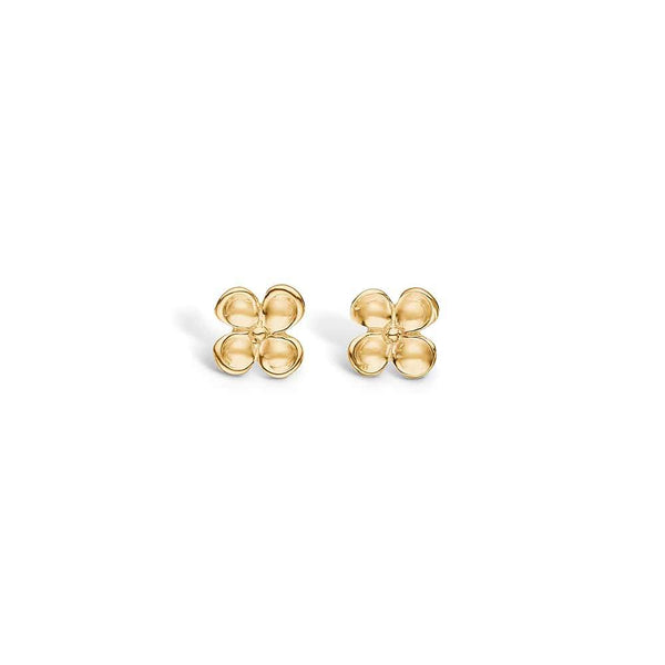 14 kt gold earrings with shiny flower