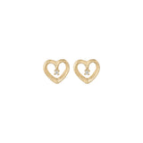14 kt gold ear studs 'open hearted'