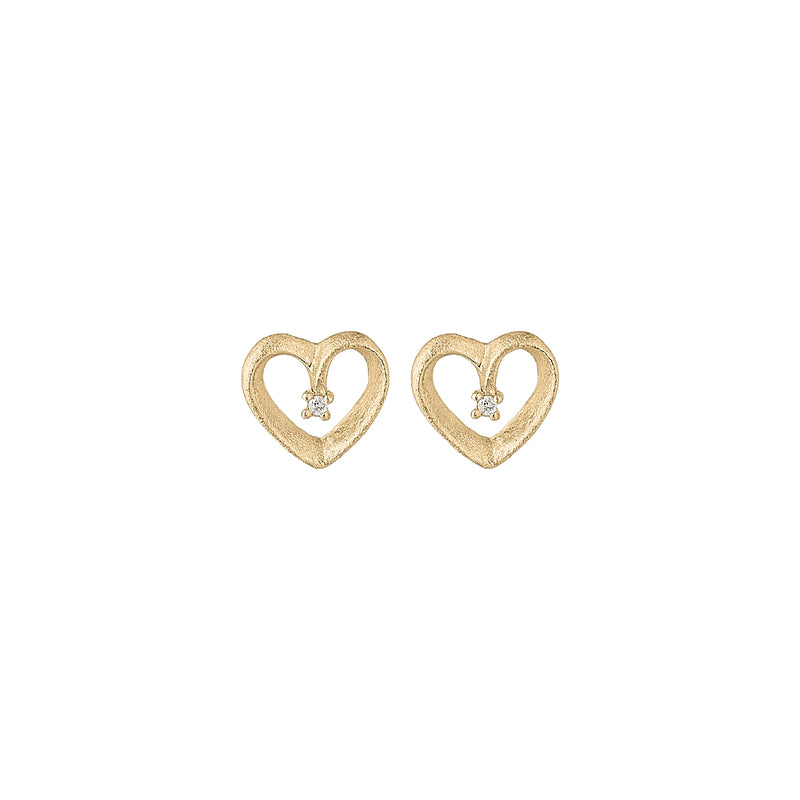 14 kt gold ear studs 'open hearted'