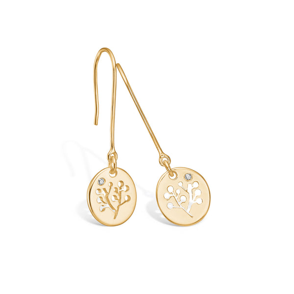 14 kt gold "Nordic Berries" earring with floral motif