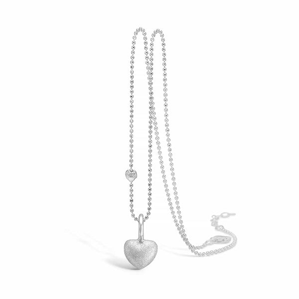 Sterling silver necklace with matte heart