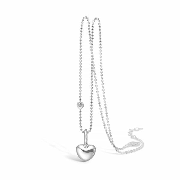Sterling silver necklace with shiny heart pendant