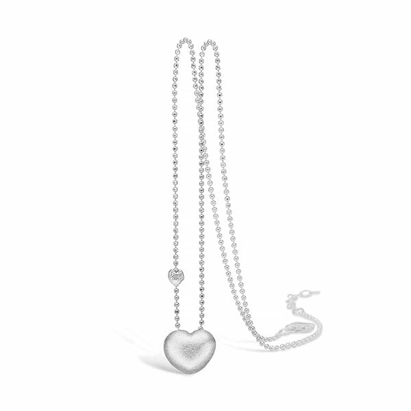 Sterling silver necklace with matte heart