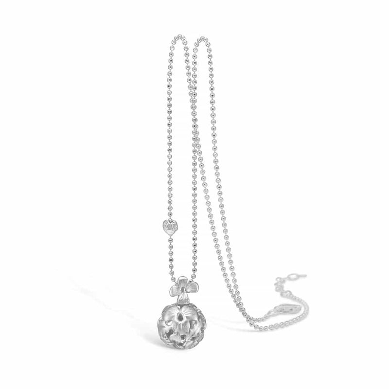 Sterling silver necklace with flower ball pendant