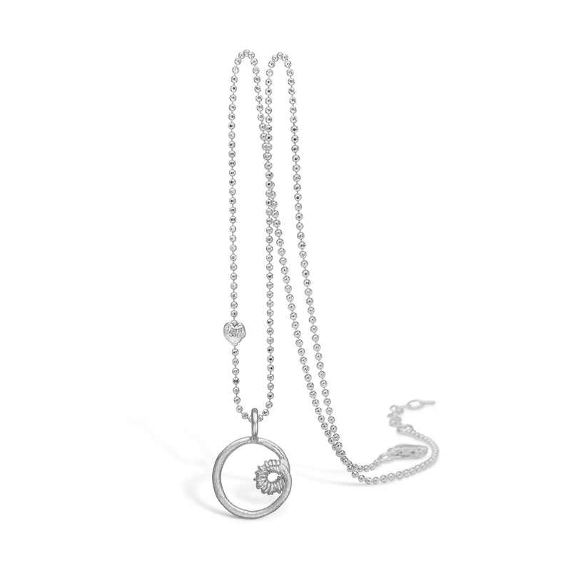 Sterling silver necklace with twisted circle pendant