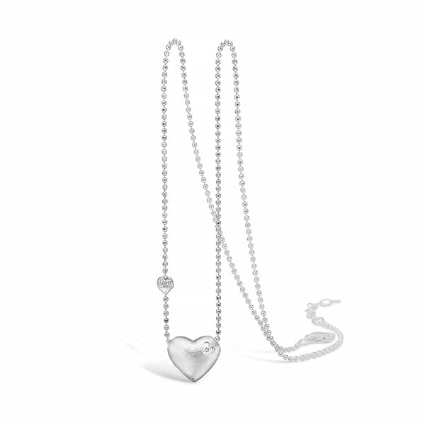 Sterling silver necklace with matte continuous heart pendant