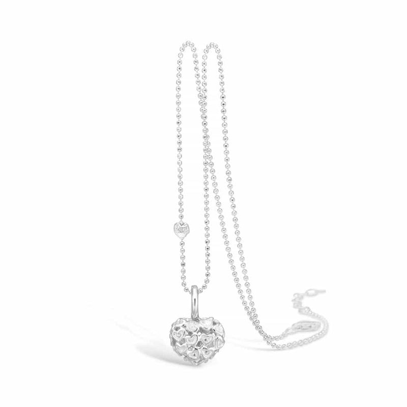 Sterling sølv halskæde med hjerte vedhæng med matte hjerter og kubisk zirkonia
