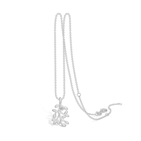 Rhodium-plated sterling silver necklace with branches