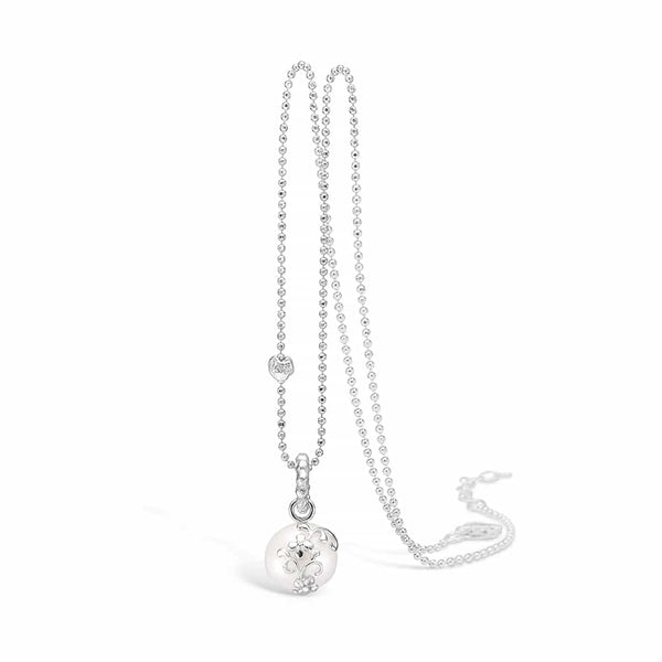Sterling silver necklace with flower branch on freshwater pearl