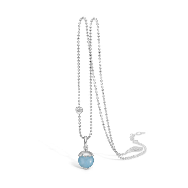 Blå agat smykkesæt bestående af halskæde og øreringe