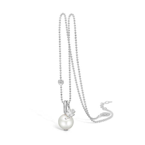 Sterling silver necklace with freshwater pearls and small pendant