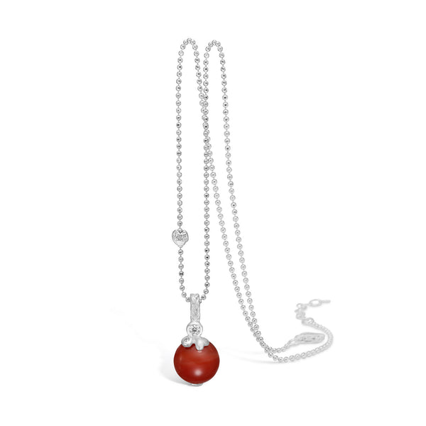 Rhodium-plated sterling silver necklace with carnelian