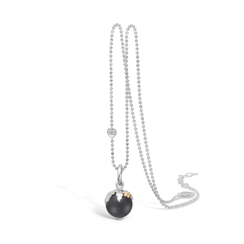 Natural rhodium-plated and gold-plated silver necklace with onyx