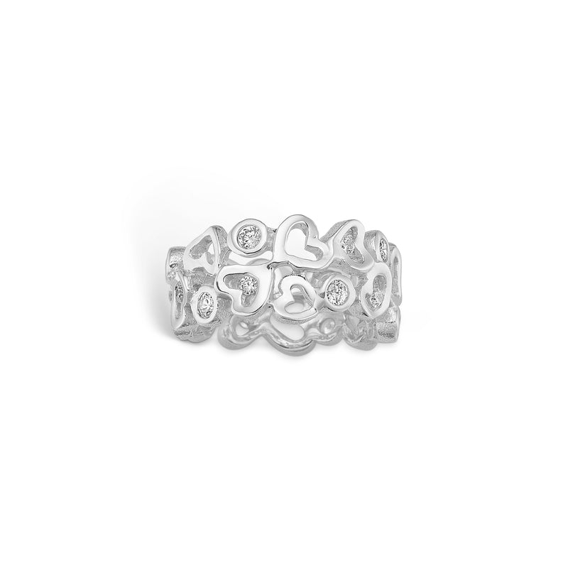 Sterling sølv ring med hjertemønster